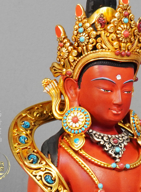 紫金莲尼泊尔西藏工艺热矿彩着色不变色长寿佛纯铜手工錾刻