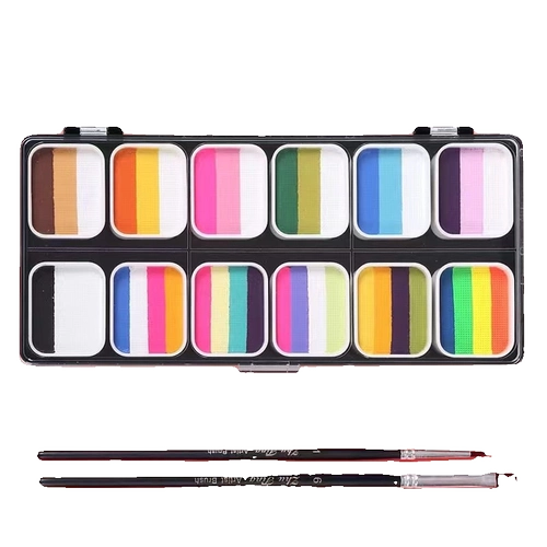 12 сеток, 40 цветов, тарелка с цветочной феей, детская краска для лица, моющийся набор для рисования тела, полный набор инструментов