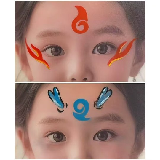 无哪吒彩绘模板镂空眉心贴儿童舞台妆面部彩绘拓印板敖丙脸彩图