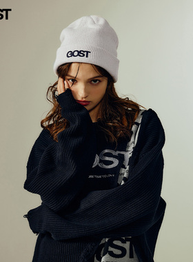 GOST 23AW 立体绣花logo针织粗棒针毛线帽冬情侣男女美式复古潮