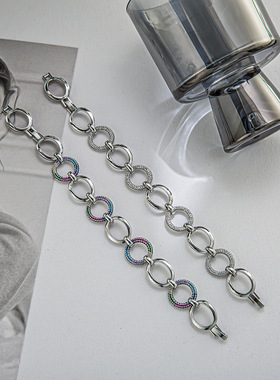 一页出品！欧美ins风时尚手链设计简约满钻手环小众潮流手饰配饰