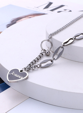 一页出品！辣妹项链小众女嘻哈钛钢字母爱心卫衣锁骨链潮流百搭