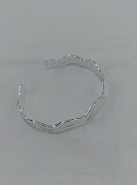 一页出品！时尚个性双线水波纹女士手镯日常佩戴开口手环百搭款