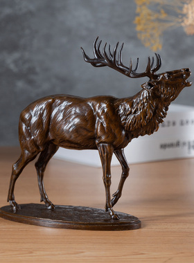 黄铜麋鹿摆件吉祥福禄高档礼品
