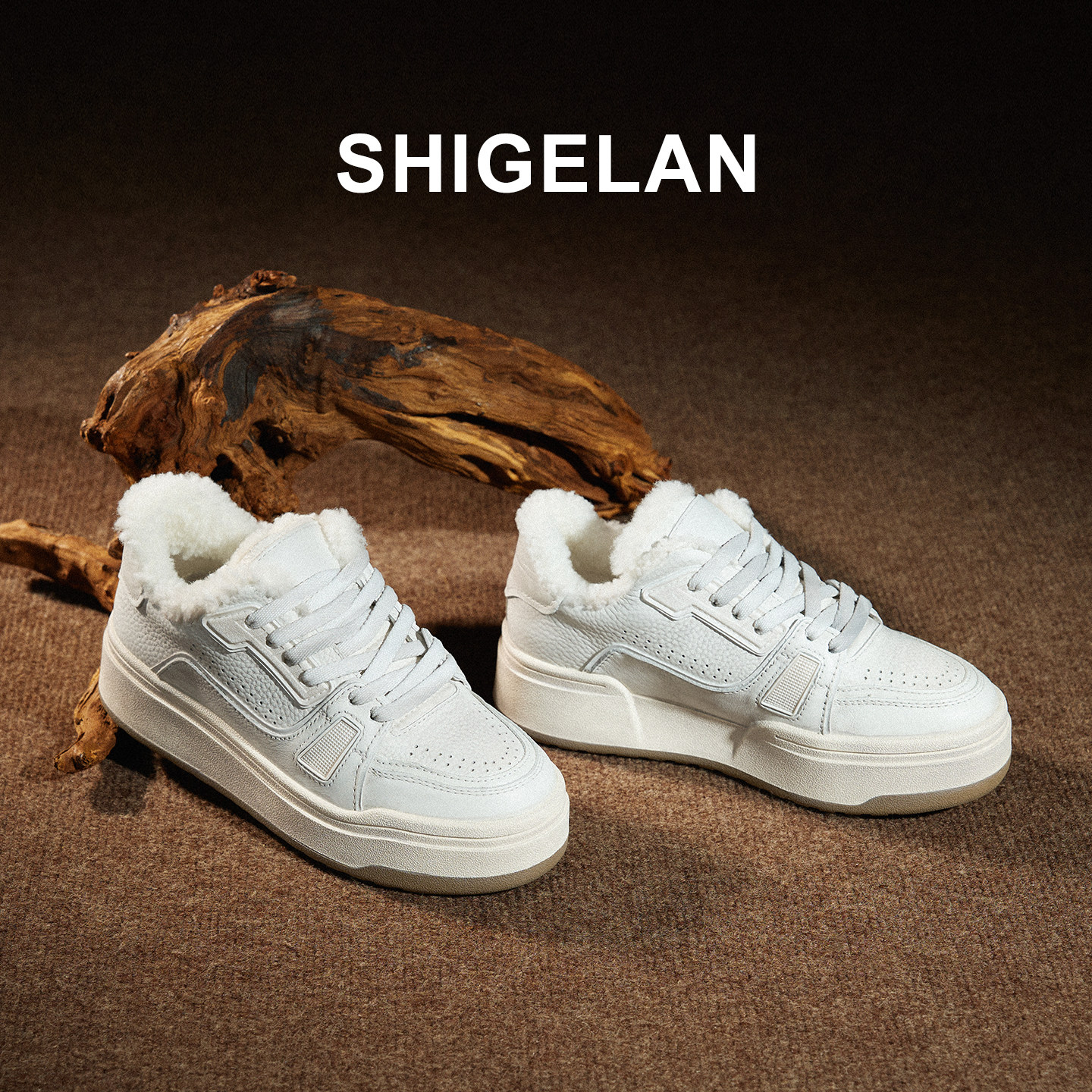 诗歌兰2025冬季新款真皮做旧加绒厚底休闲板鞋女鞋时尚百搭小白鞋,淘宝优惠券,粉丝福利购,淘宝优惠卷