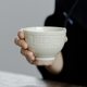 Imitation Song Dynasty Ding kiln white Taotie pattern quick cup hand-held pot tea cup set outdoor portable travel tea set for one person to drink