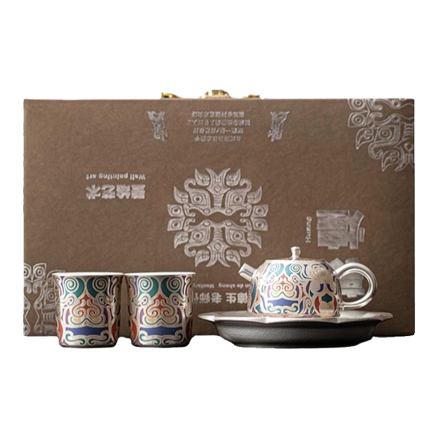 Chen Desheng Dunhuang ceramic gilt silver kung fu tea set teacup teapot set household light luxury high-end 2026 new style