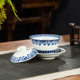 Jingdezhen Qichengtang hand-painted blue and white Sancai bowl Kungfu tea set ceramic tea making single high-end tea cup with lid