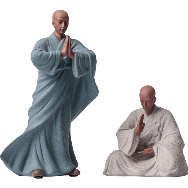 Zen ceramic little monk ornaments creative characters Chinese living room porch tea tabletop tea pet tea room decorations