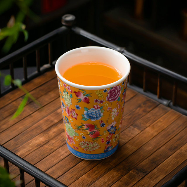 Enamel retro blue and white ceramic tea cup large capacity water cup master cup home high-end personal special Coke cup