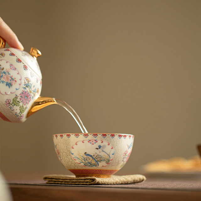 High-end handmade filigree silver enamel tea cup master cup single cup ceramic tea cup personal special kung fu tea set