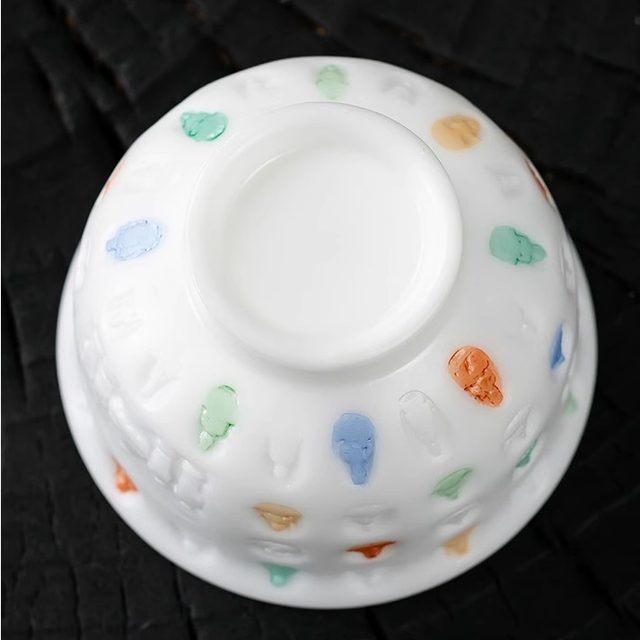 Suet-fat jade porcelain hand-painted Ten Thousand Buddhas Master Cup Kung Fu Tea Cup Ceramic Tea Cup High-end Men and Women Personal Single Cup