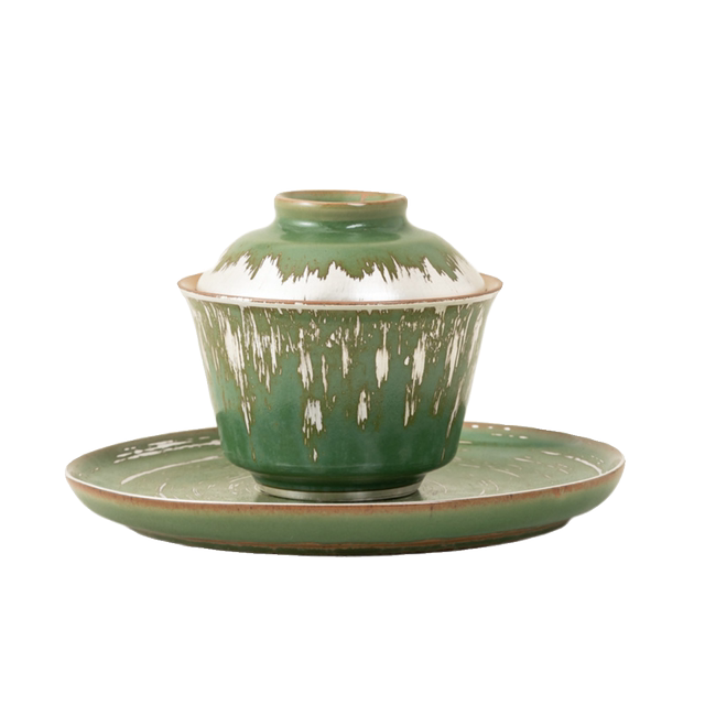 Handmade silver color Sancai covered bowl, high-end gilt silver tea cup, personal ceramic tea bowl with lid, Kung Fu tea set