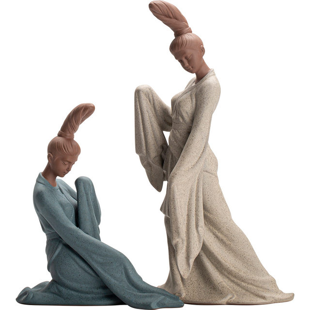 Dunhuang Cultural and Creative Zen Chinese-style purple sand lady ornaments tea pet boutique can be raised in the tea room tea ceremony tea table decorations