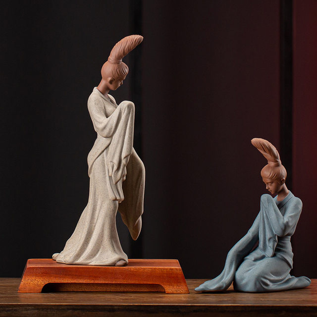 Dunhuang Cultural and Creative Zen Chinese-style purple sand lady ornaments tea pet boutique can be raised in the tea room tea ceremony tea table decorations