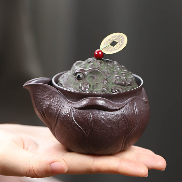Yixing authentic golden toad purple sand hand-made tea making tea water separation household high-end single pot 2026 new style