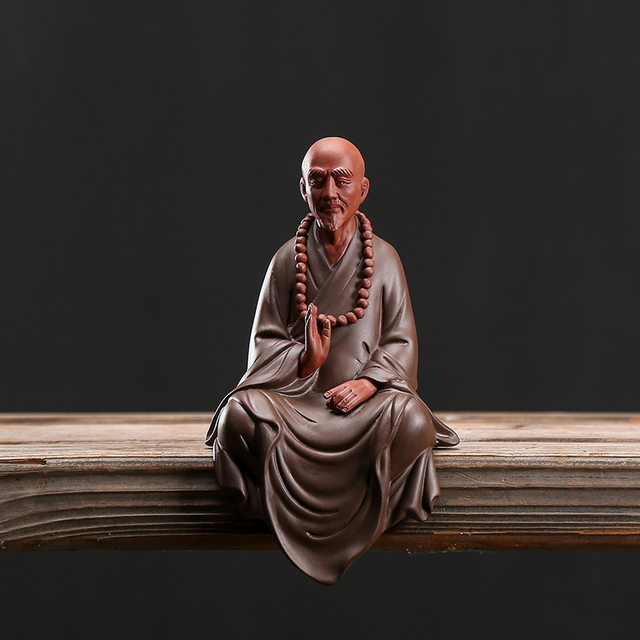 Zen purple sand master Hongyi ceramic ornaments study shelf creative Buddha statue Chinese home craft decoration