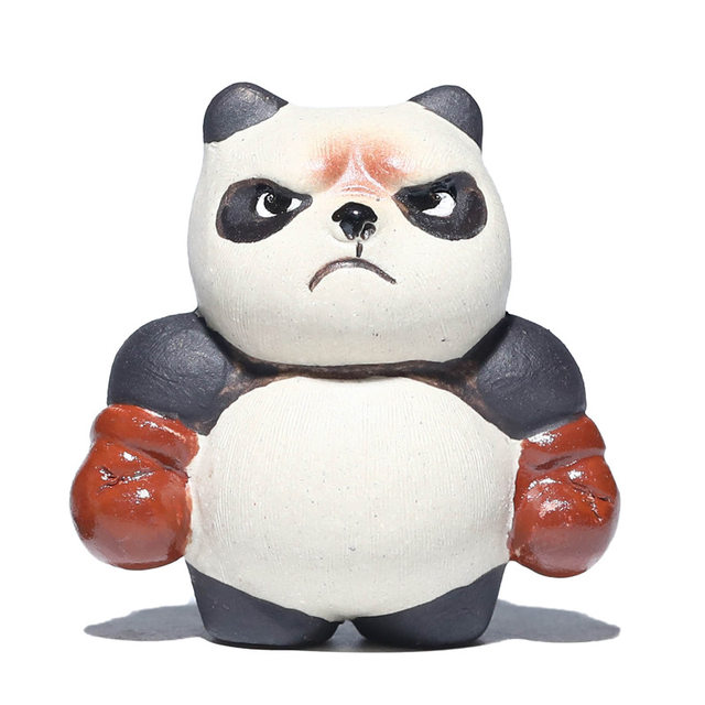 Handmade purple sand boxing giant panda tea pet small ornaments Kung Fu tea set tea toy boutique can be raised tea tray tea table decoration