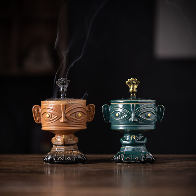 Sanxingdui Cultural and Creative Retro Incense Burner Home Indoor Sandalwood Incense Incense Ceramic Mosquito Incense Incense Holder Ornament