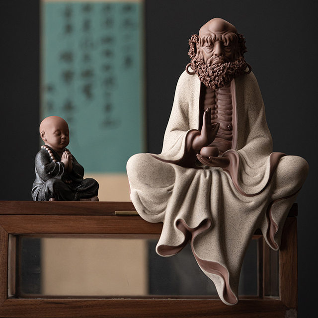 Chinese Zen style Bodhidharma sitting statue creative ornaments home living room entrance office study ceramic decoration