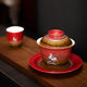 Palace wall red nine-color deer three-cai bowl set single high-end kung fu tea set single non-hot teapot tea cup