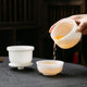 Suet-fat jade hand-grabbed pot for household high-end tea making special ceramic Kung Fu tea set tea water separation single pot 2025 new style