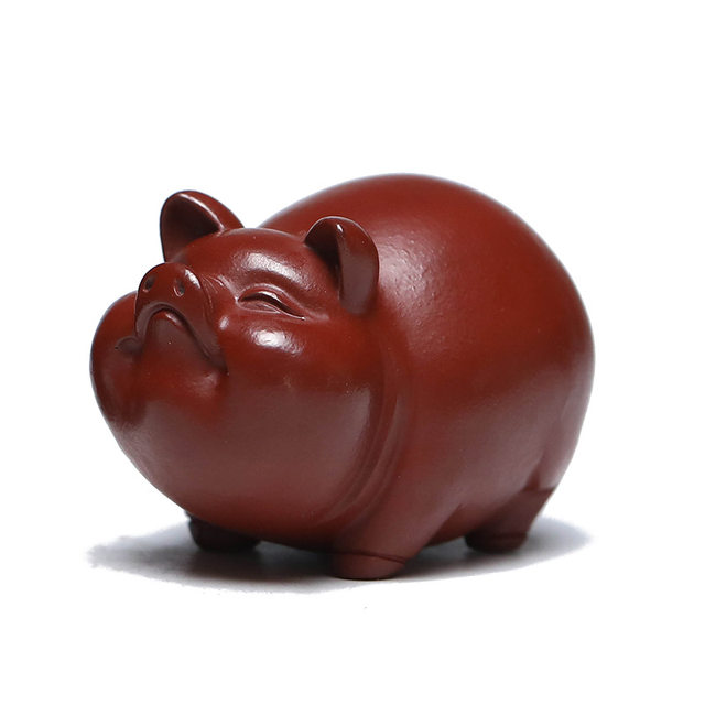 Handmade purple sand Dahongpao tea pet lucky pig zodiac lucky small ornaments tea set tea tray desktop decoration boutique can be raised