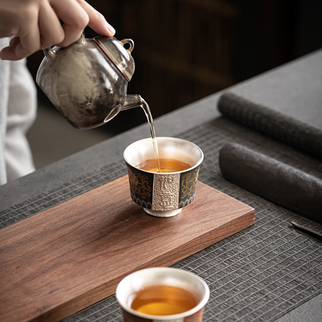 Baifu silver cup high-end master cup 999 gilded silver