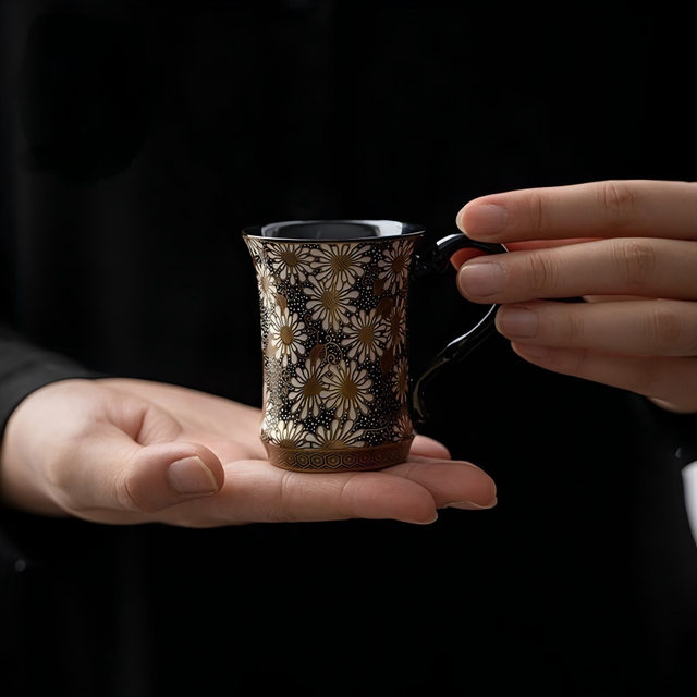 High-end ceramic silver daisy master tea cup single cup for men and women, personal high-end tea drinking cup