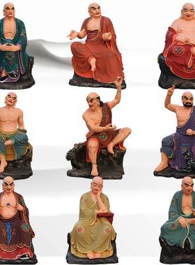 大型罗汉佛像供奉十八罗汉家用金色伏虎罗汉达摩祖师降龙罗汉神像