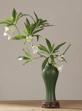 新中式仿真马醉木绿植陶瓷花瓶套装室内台面禅意梅瓶摆件茶室装饰