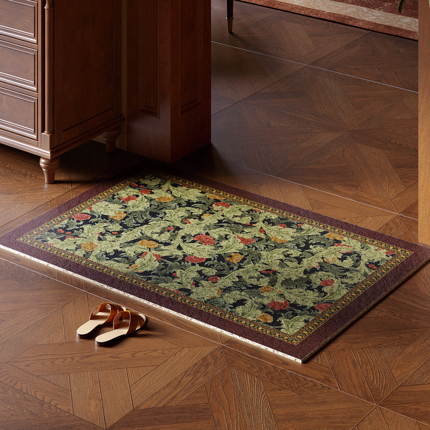 Feodor brushed ring anti-slip thickened entry floor mat