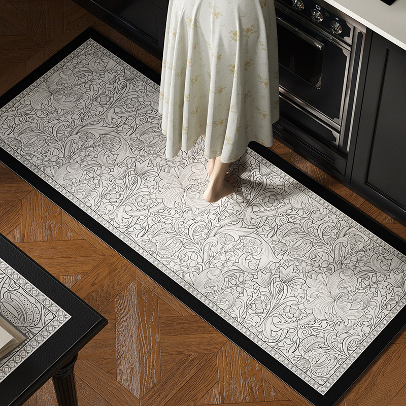 French retro L-shaped kitchen floor mat absorbent
