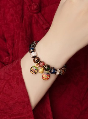 香灰琉璃手串男女本命年吉祥物吞金兽招财手链手饰新年礼物批發