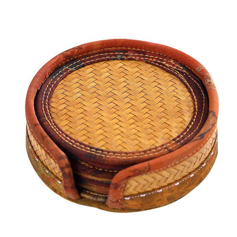 手工竹编布艺杯托  隔热杯垫 功夫茶具配件茶杯垫子茶托餐桌垫,淘宝优惠券,粉丝福利购,淘宝优惠卷