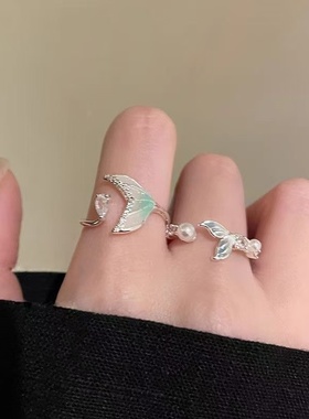 渐变鱼尾锆石开口戒指