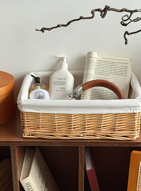 置物储物篮编织收纳筐藤编桌面竹编筐宜家收纳盒布艺柳编收纳篮子