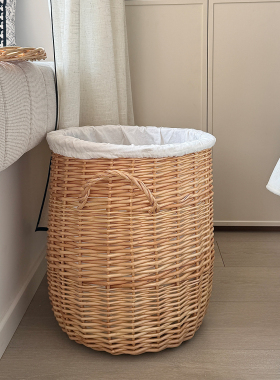 柳编脏衣篮脏衣服收纳筐藤编摆件带盖卫生间浴室放衣服脏衣篓整理