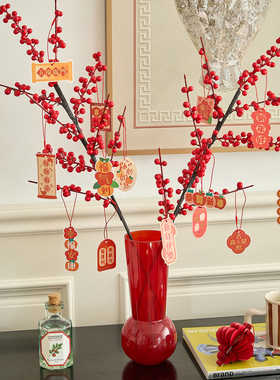 新中式吊卡书法新年平安喜乐吊牌挂件祝福语装饰卡片