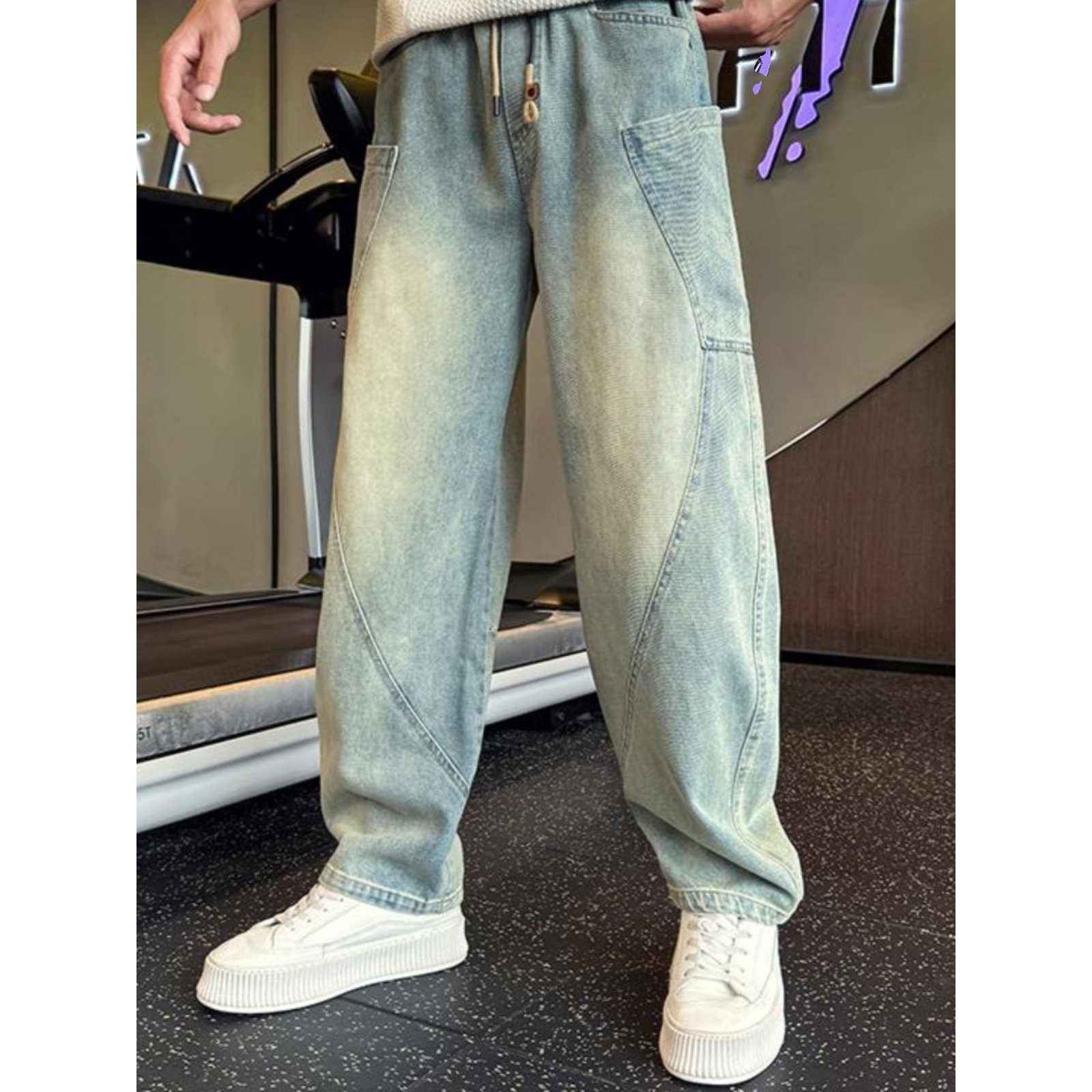 弯刀牛仔裤男士春，秋，冬美国时尚重洗工装裤帅气宽松阔腿休闲裤,淘宝优惠券,粉丝福利购,淘宝优惠卷