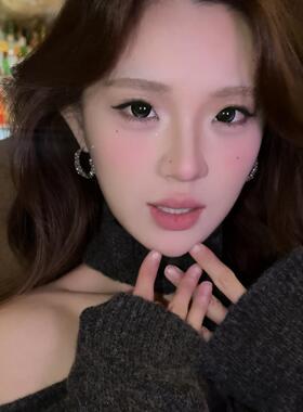 高级感金属满钻耳圈耳环女新款小众独特显脸小设计半圈耳钉耳饰