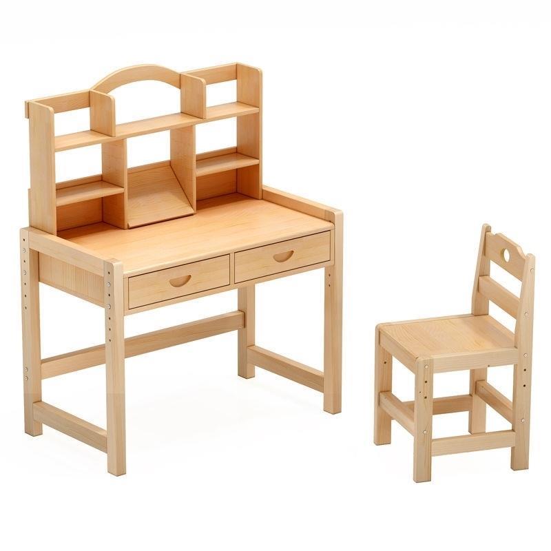 儿童实木书桌无漆环保家用可调高度学生写字台做作业松木1米