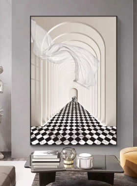 空间延伸黑白抽象装饰画