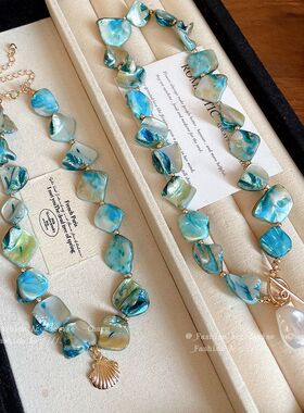 小众海边贝壳海星链石女项饰天然