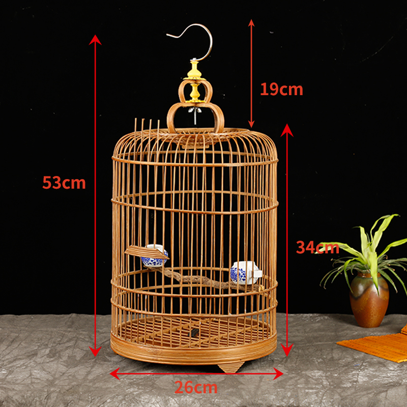 新品紫竹圆笼玉鸟笼麻料笼黄雀笼芙蓉鸟笼珍珠金丝雀鸟笼金青鸟笼 - 图0