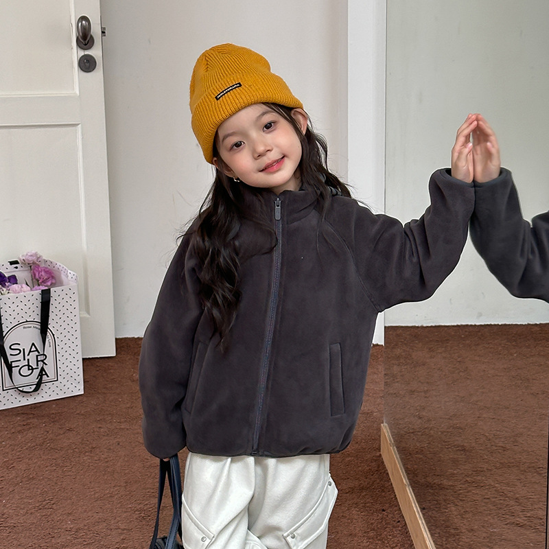 Yumi妈女童内搭外穿防风棉衣儿童冬季奥粒绒双面毛绒外套25H038 - 图2