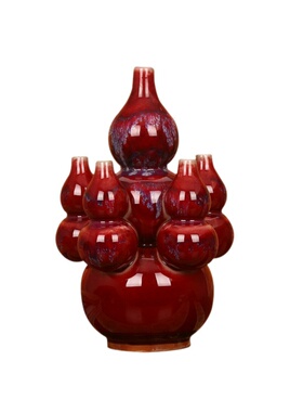 中式钧瓷陶瓷大花瓶落地客厅 时尚家居装饰品摆件 插花瓷器