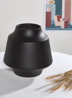 中式玄关陶瓷花瓶黑色干花插花现代客厅展厅落地摆件家居装饰道具