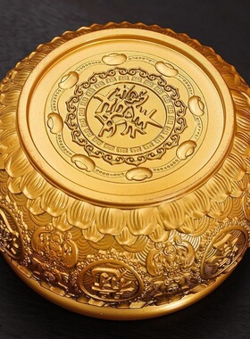 黄铜聚宝盆摆件聚财黄铜米缸家居客厅店铺前台工艺品存钱罐特大号
