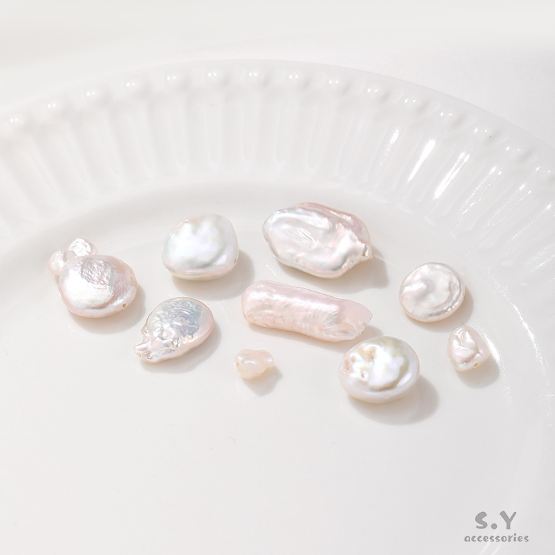 异形天然淡水巴洛克不规则通孔珍珠diy串珠散珠手链项链配件材料 - 图1